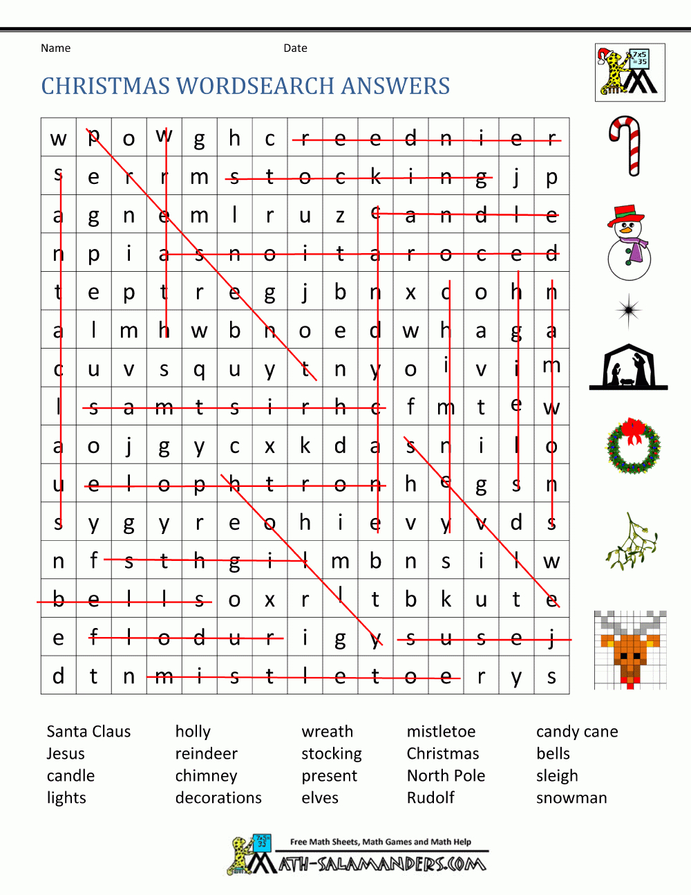 Free Christmas Worksheets For Kids for Super Teacher Worksheets Merry Christmas Word Search Answers