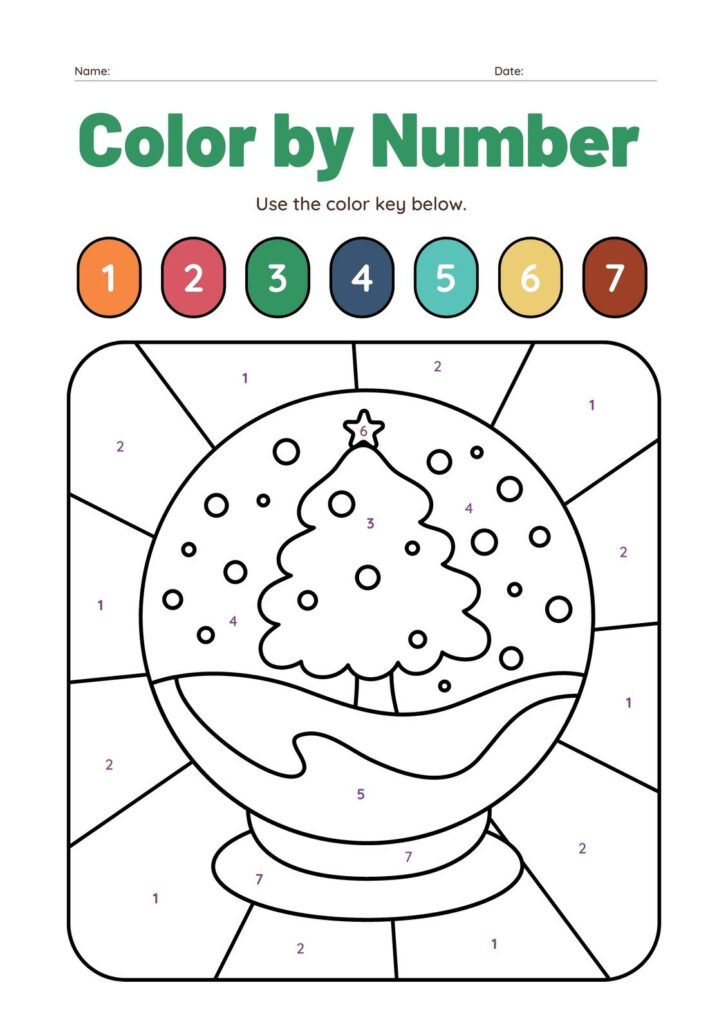 Christmas Color by Number Worksheets