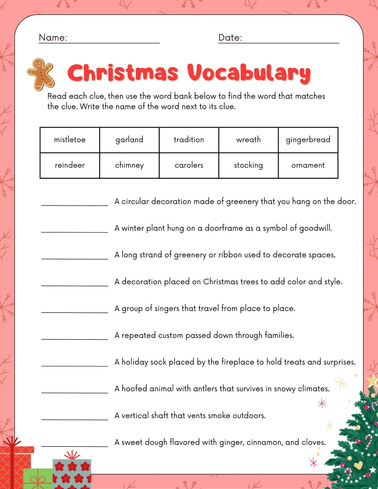 Free, Editable Christmas Worksheet Templates | Canva regarding Language Arts Christmas Worksheets