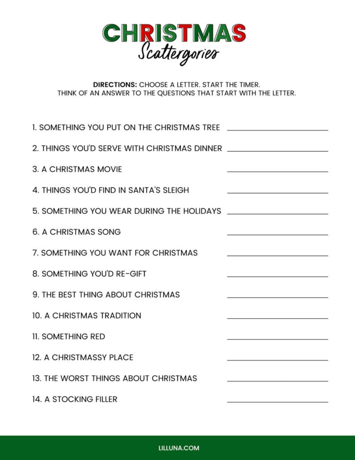 Christmas Worksheets Games For Adults