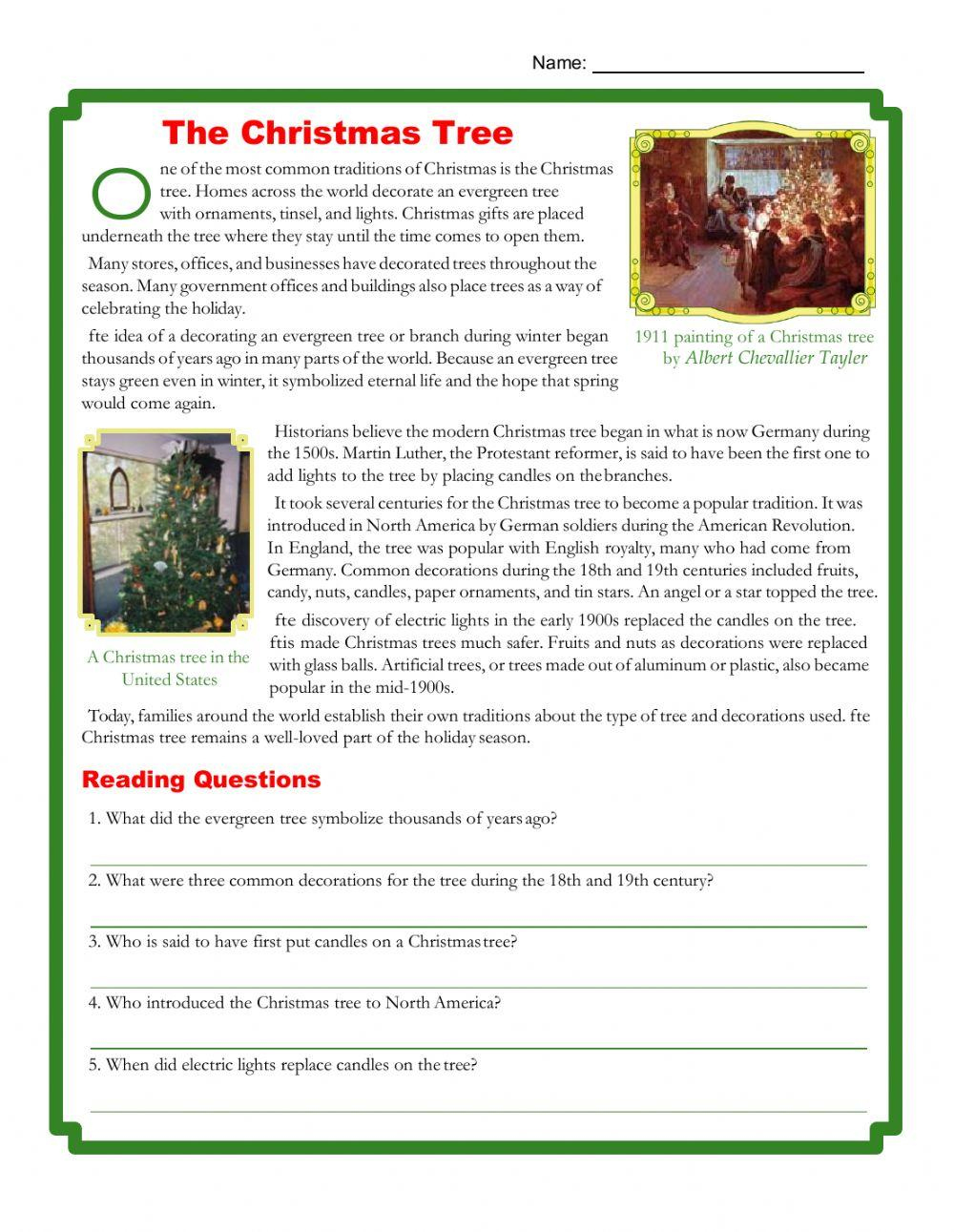 Free Free Christmas Reading Comprehension Worksheet, Download Free throughout Free Christmas Reading Comprehension Worksheets
