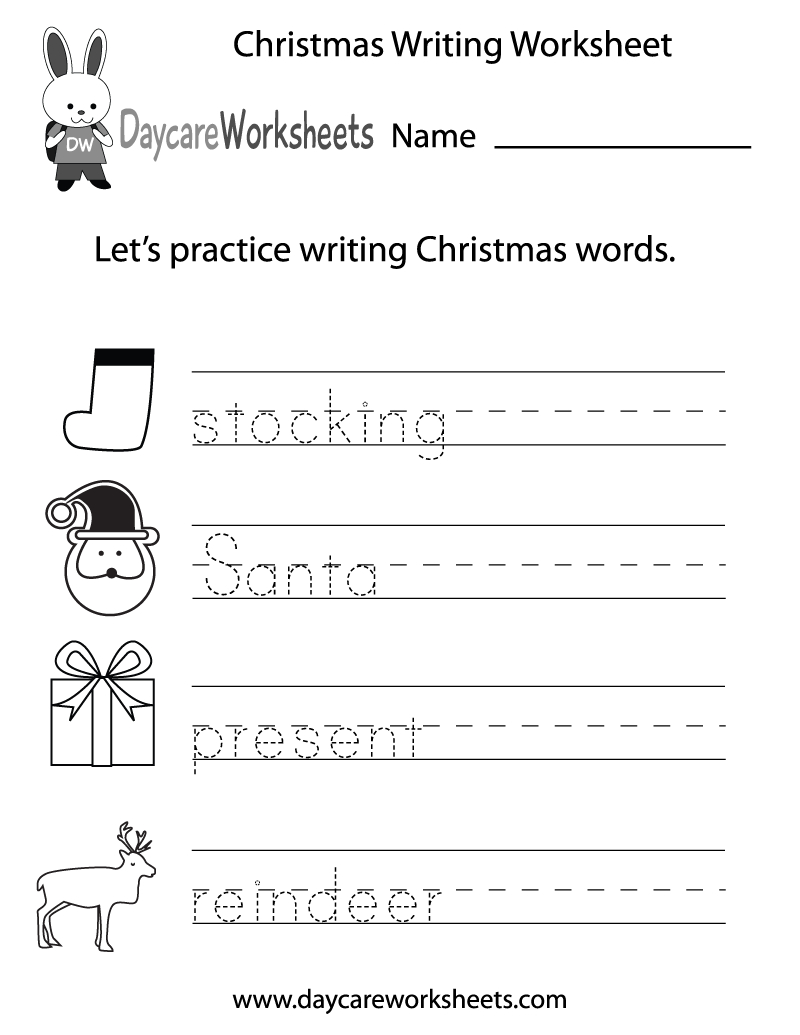 Free Preschool Christmas Writing Worksheet intended for Kindergarten Christmas Writing Worksheets