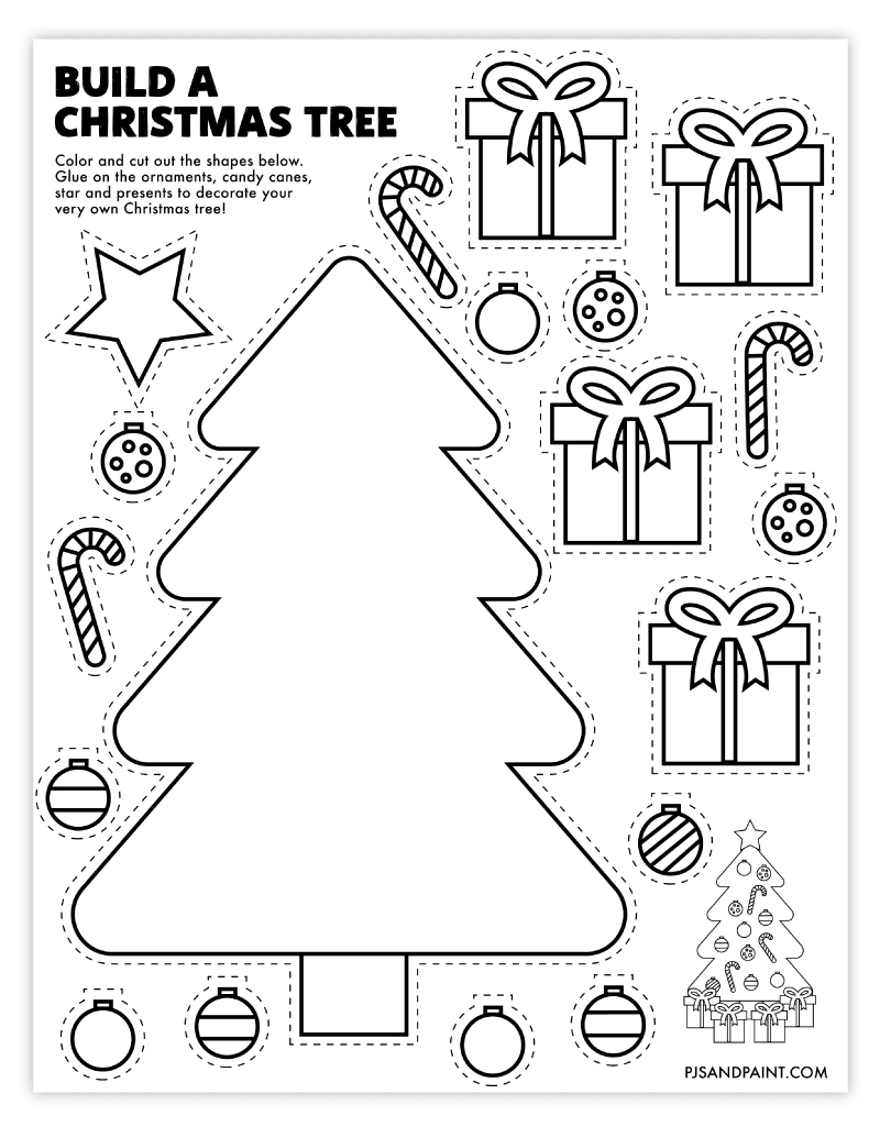 Free Printable Build A Christmas Tree Craft - Pjs And Paint in Christmas Tree Worksheets