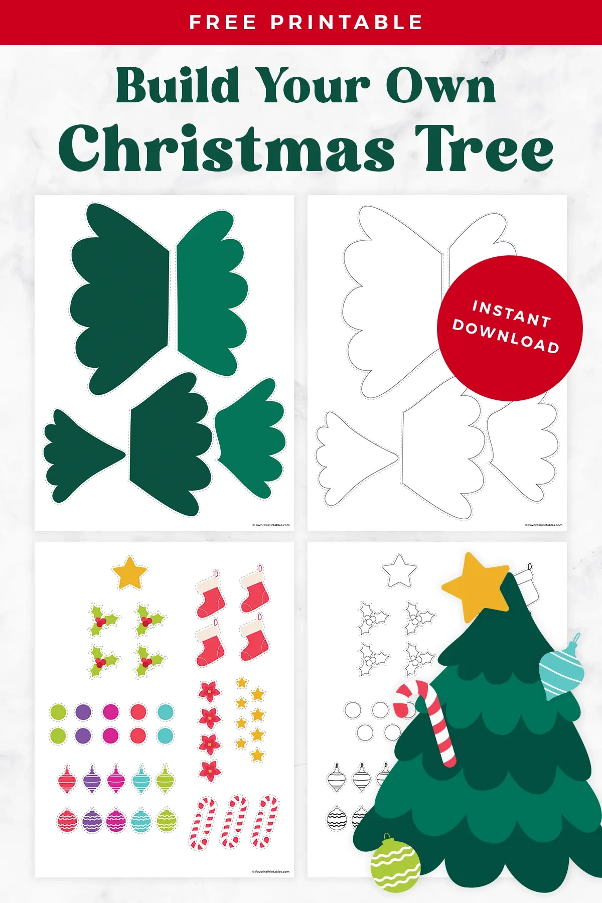 Free Printable Build A Christmas Tree Cutout - Favorite Printables with regard to Build A Christmas Tree Worksheets