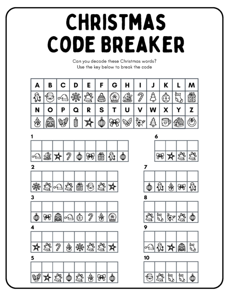 Free Printable Christmas Secret Code Worksheets