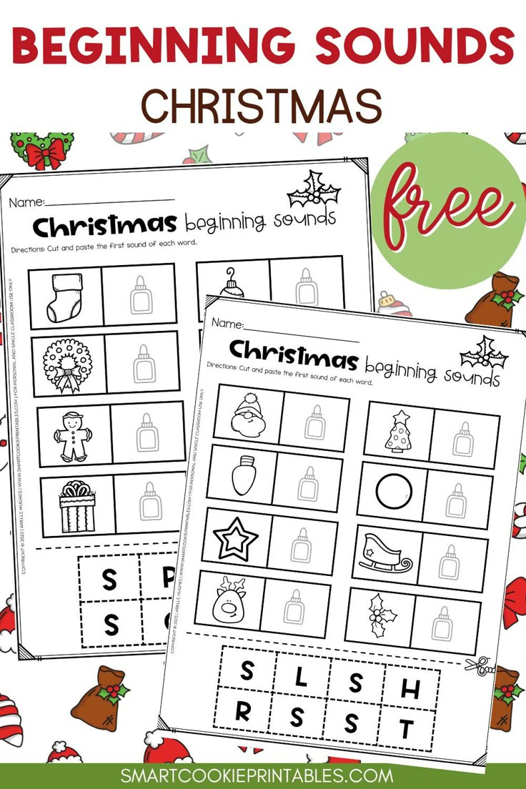 Free Printable Christmas Beginning Sounds with regard to Beginning Sounds Christmas Worksheets