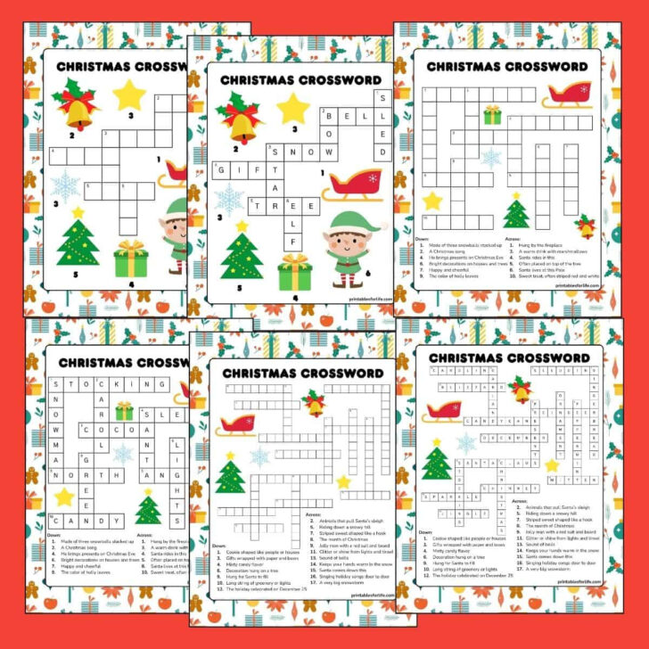 Christmas Crossword Puzzle Worksheets