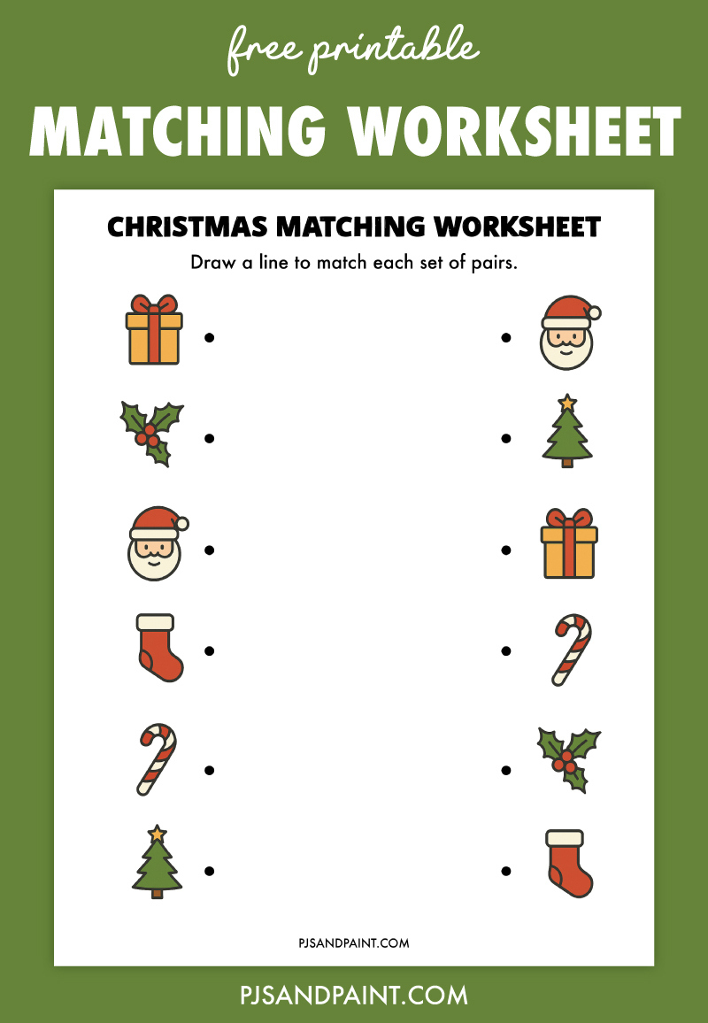 Free Printable Christmas Matching Worksheet - Pjs And Paint intended for Christmas Matching Worksheets Printable