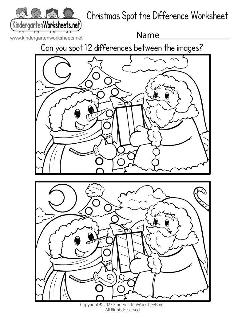 Free Printable Christmas Spot The Difference Worksheet pertaining to Spot the Difference Christmas Worksheets