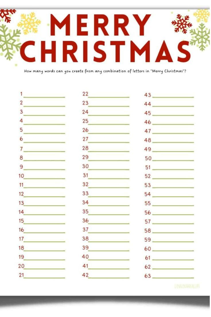 Free Printable: How Many Words Can You Make From Merry Christmas inside How Many Words Can You Make Out of Christmas Worksheets