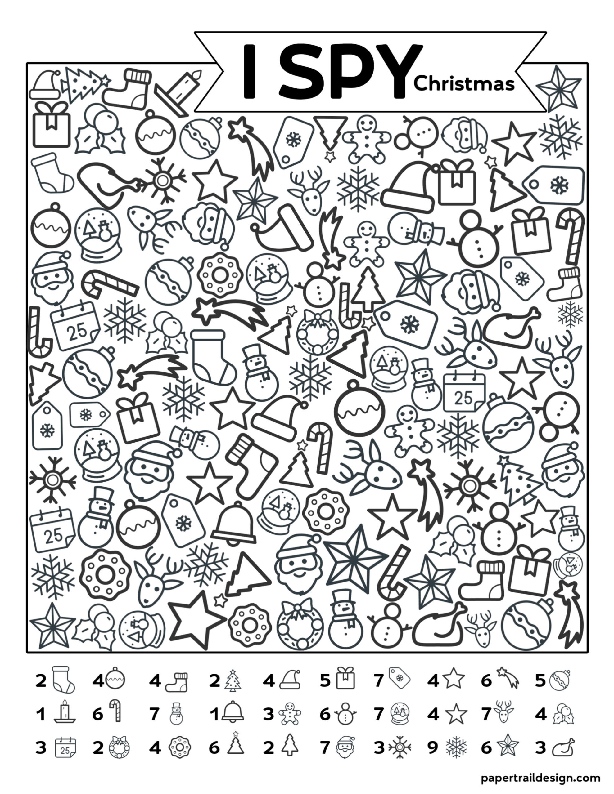 Free Printable I Spy Christmas Activity - Paper Trail Design with regard to I Spy Christmas Worksheets