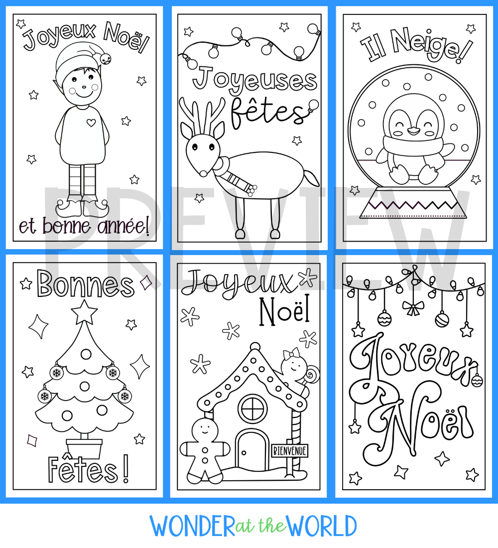 French Christmas Cards - 6 Designs To Print Colour And Write with regard to Free French Christmas Worksheets