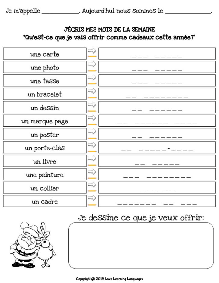 French Christmas Vocabulary Worksheets French Christmas Vocabulary Worksheets