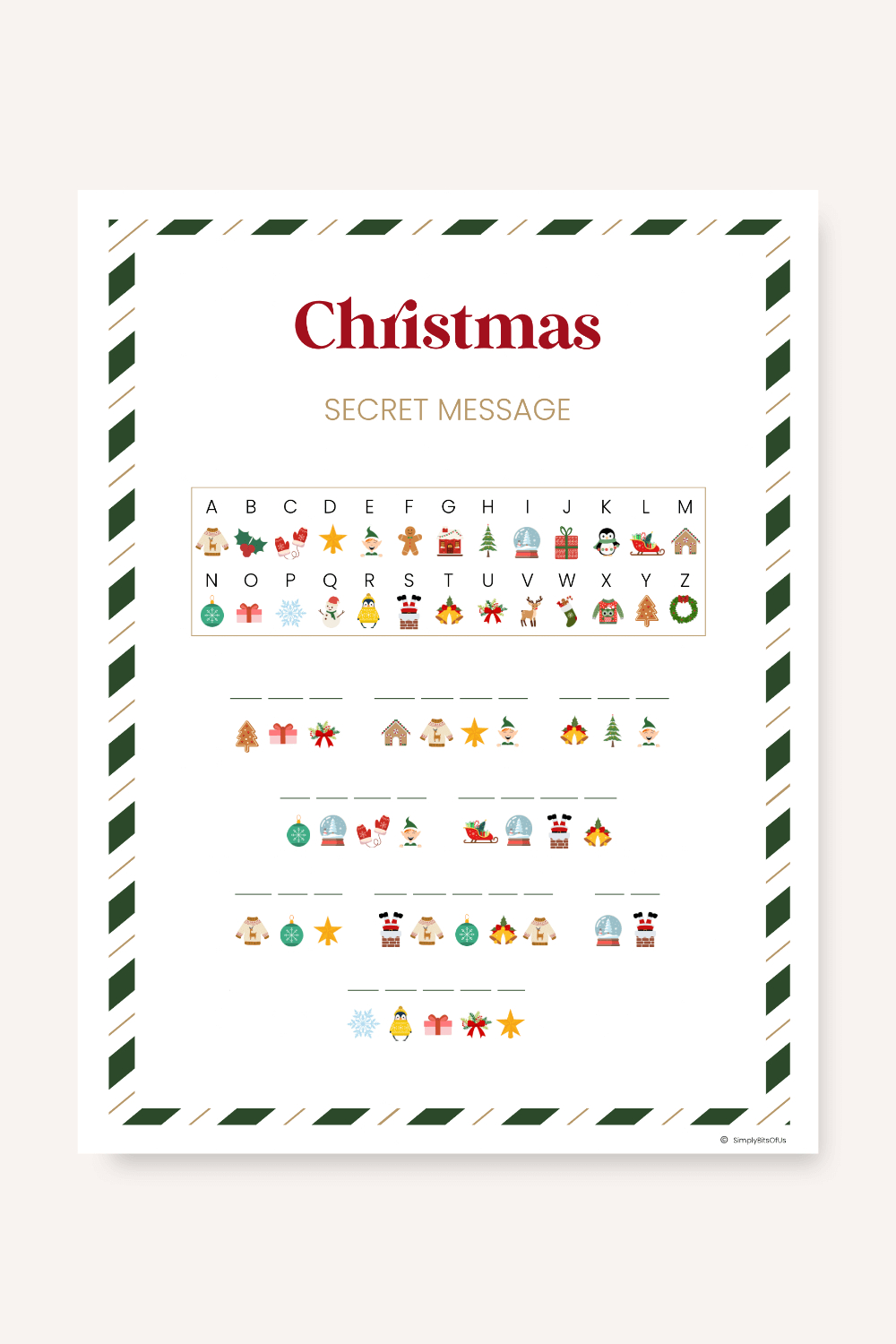 Fun Christmas Secret Message Printable For Kids - Simply Bits Of Us pertaining to Christmas Hidden Message Worksheets