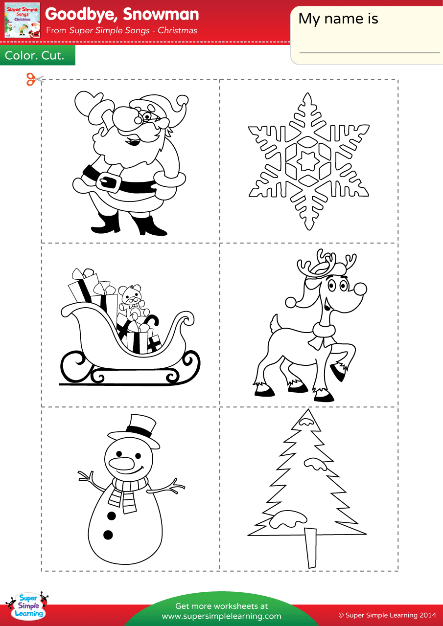 Goodbye, Snowman Worksheet - Color, Cut, &amp;amp; Paste - Super Simple pertaining to Cut And Paste Christmas Worksheets For Kindergarten