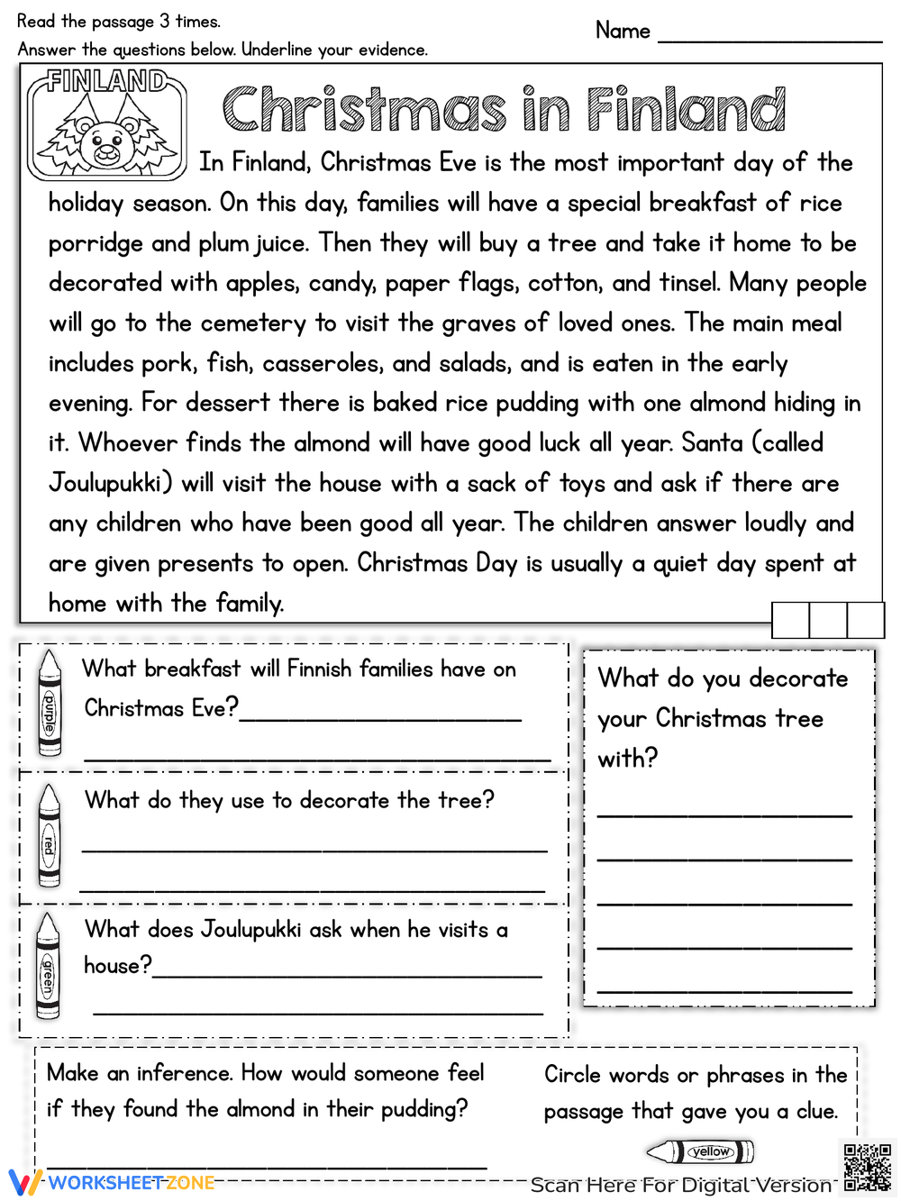 Grade 3 Christmas Comprehension Worksheets Fill In The Blanks pertaining to 3rd Grade Christmas Reading Comprehension Worksheets