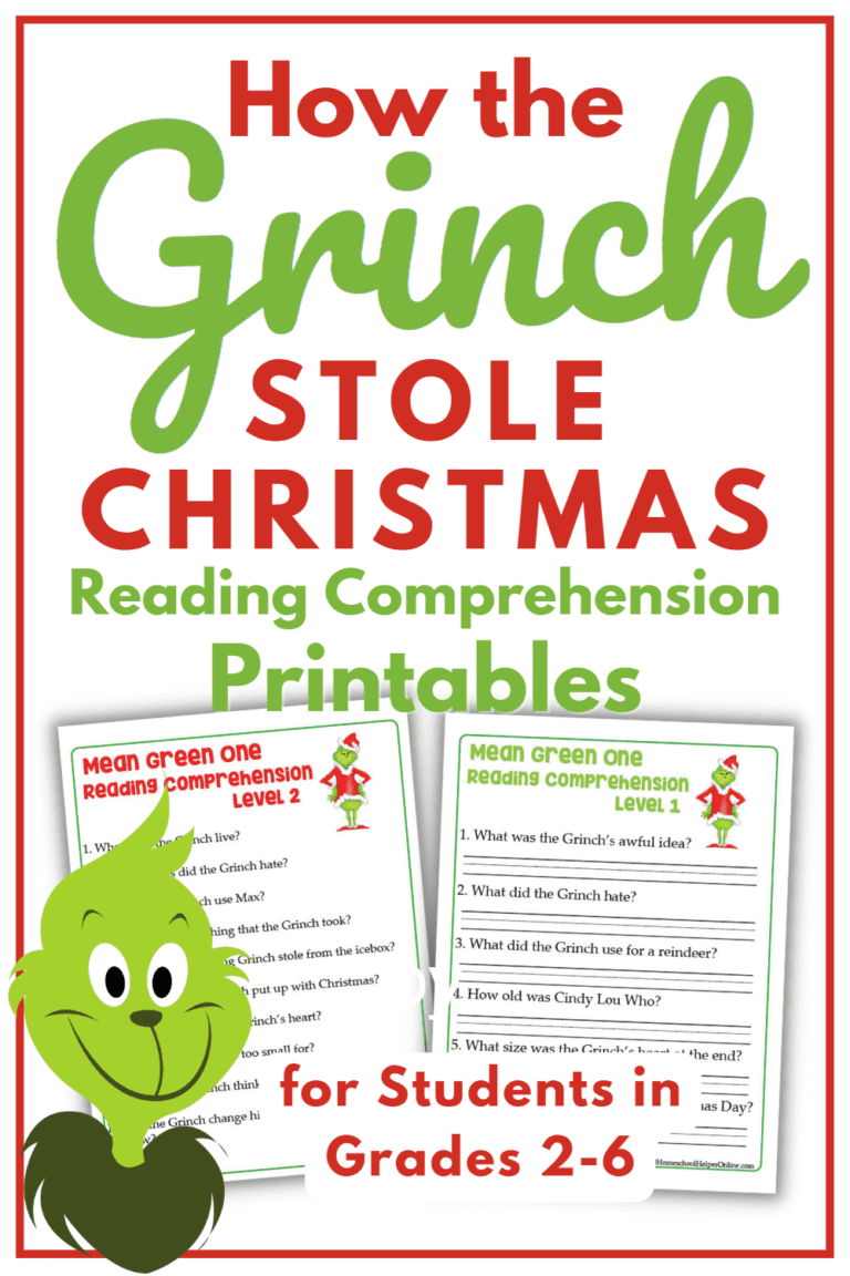 Grinch Reading Comprehension Worksheets For Early And Upper for How the Grinch Stole Christmas Worksheets