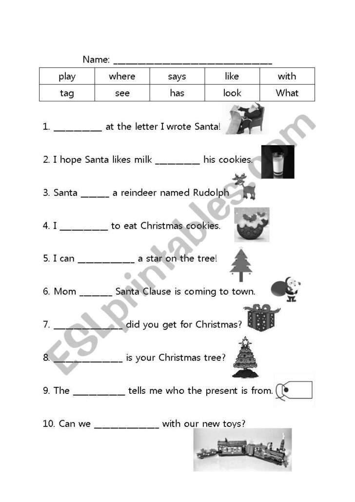 Christmas Fill in the Blank Worksheets Christmas Fill in the Blank Worksheets