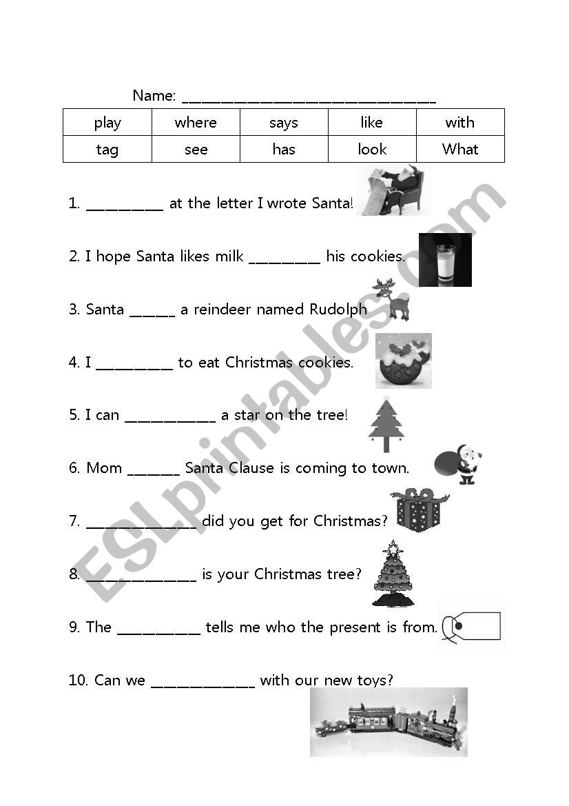 Helper Word Christmas Fill-In-The-Blank - Esl Worksheetsecily inside Christmas Fill in the Blank Worksheets