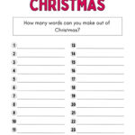 How Many Words Can You Make From Christmas   Worksheet Intended For How Many Words Can You Make Out Of Christmas Worksheets