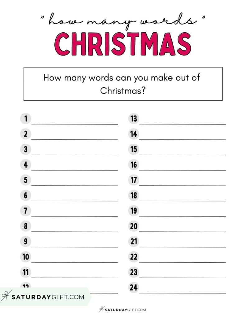 How Many Words Can You Make From Christmas - Worksheet intended for How Many Words Can You Make Out of Christmas Worksheets