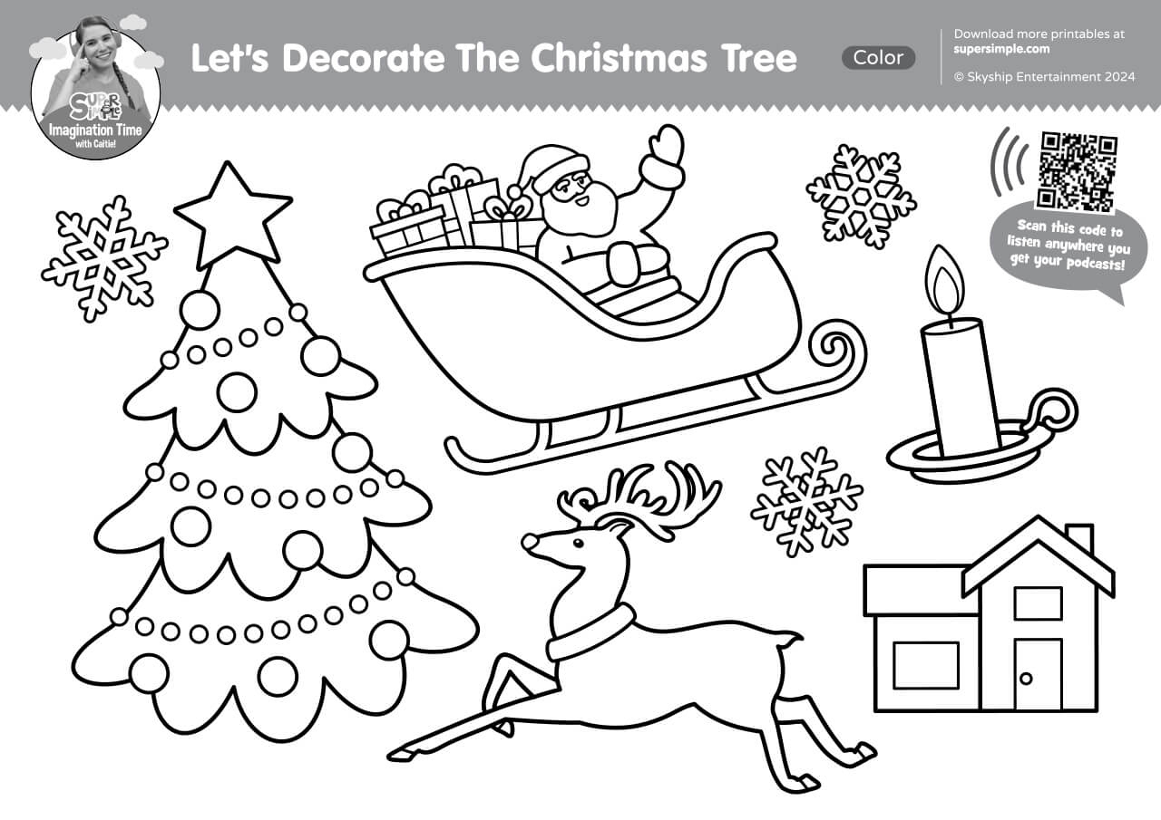 Imagination Time - Let&amp;#039;S Decorate The Christmas Tree Coloring Page intended for Decorate the Christmas Tree Worksheets