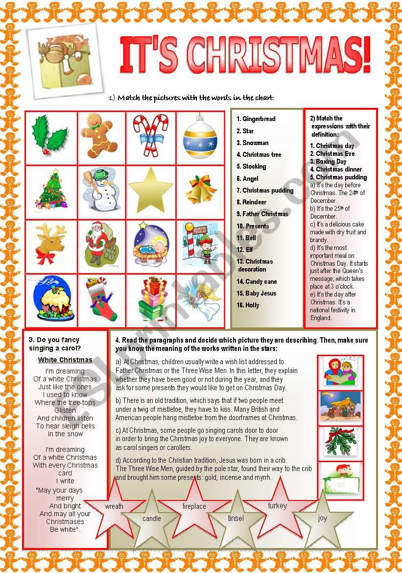 Itã‚Â´s Christmas! - Esl Worksheetnuria08 intended for What Does Christmas Mean To You Worksheets