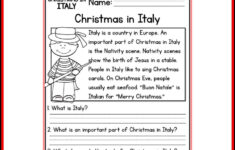 K-2 Reading Comprehension Passages, Christmas In Italy Worksheets inside 2Nd Grade Christmas Reading Comprehension Worksheets