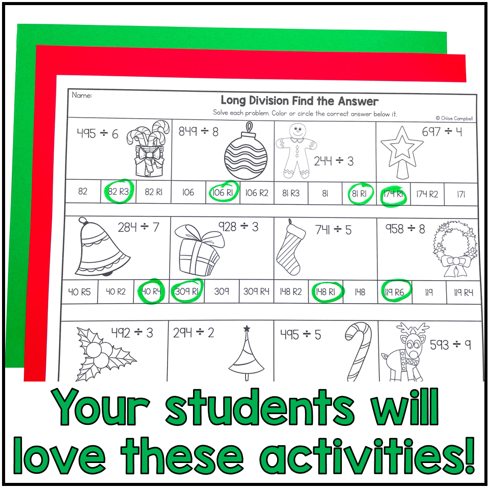 Long Division With Remainders Colornumber Christmas Math with regard to Free Christmas Division Worksheets