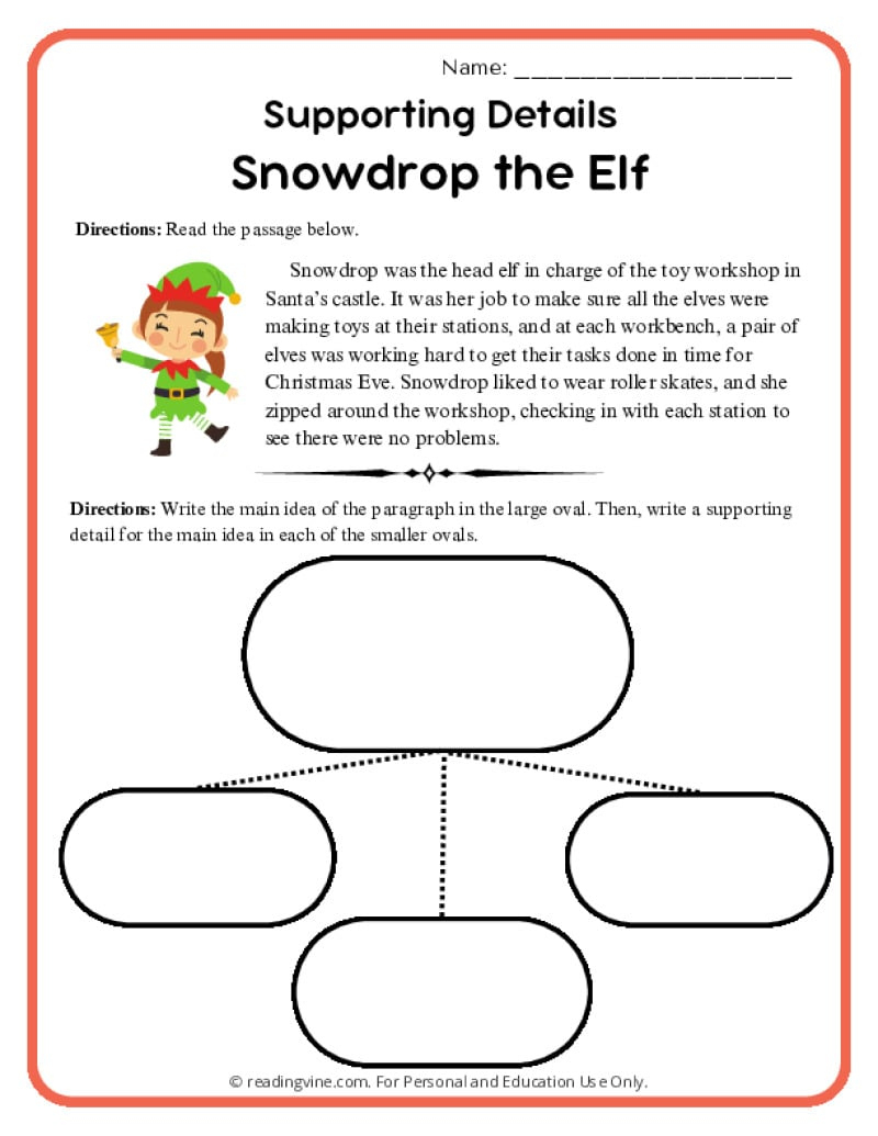 Main Idea Worksheets - Readingvine with Christmas Main Idea Worksheets