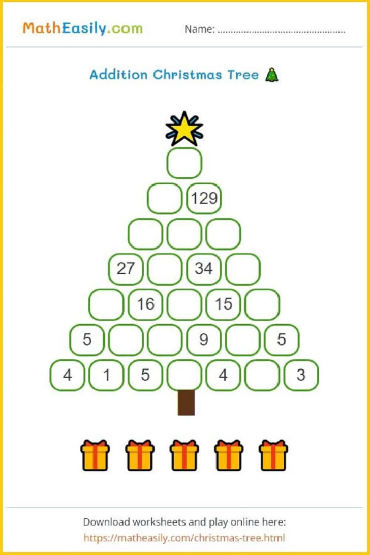 Christmas Tree Addition Worksheets Christmas Tree Addition Worksheets