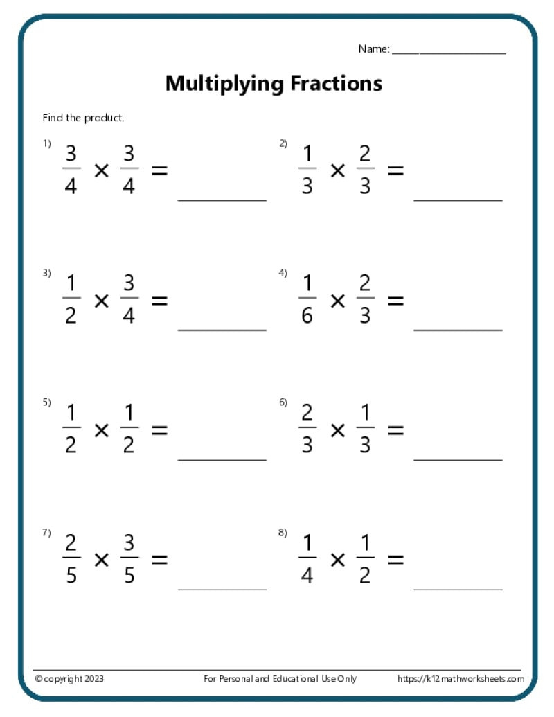 Multiplying Fractions Worksheets intended for Multiplying Fractions Christmas Worksheets