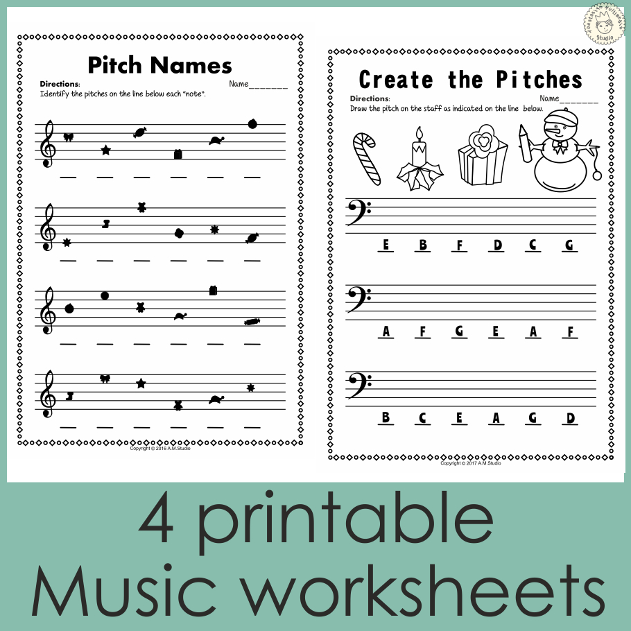 Music Worksheets For Christmas {Weekly Freebies} with Free Christmas Music Worksheets