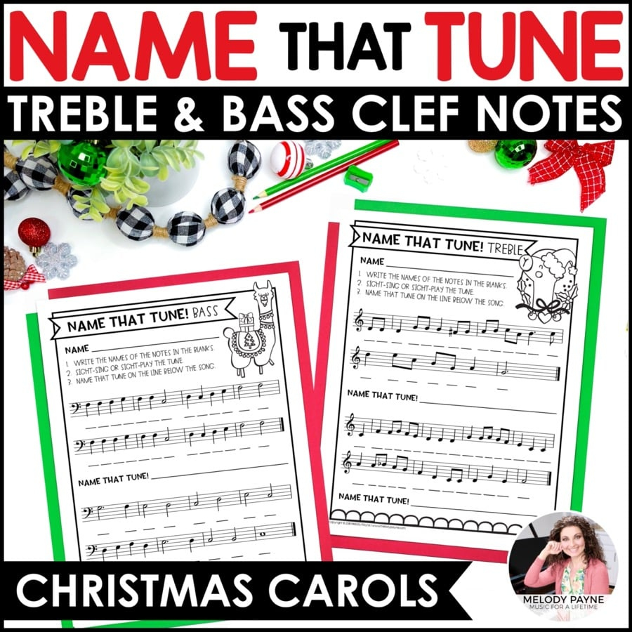 Name That Tune Christmas Music Worksheets In Treble And Bass Clef intended for Christmas Music Name That Song Worksheets