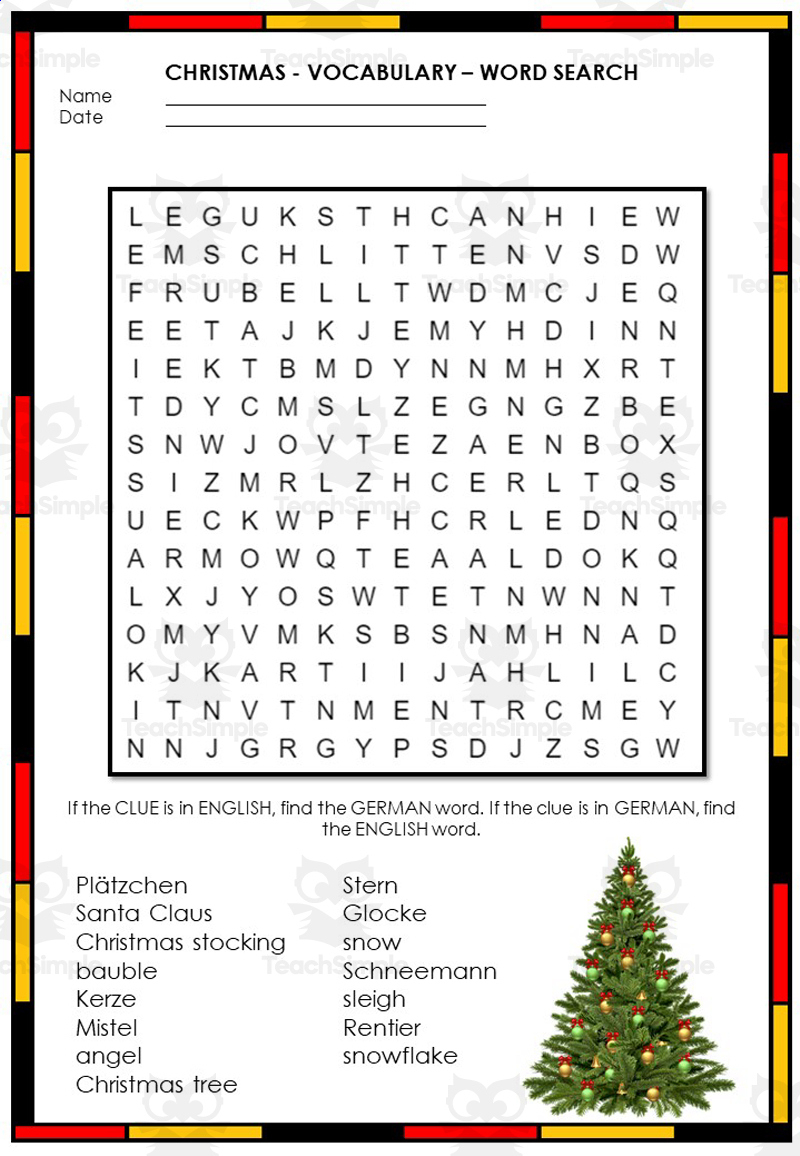 No Prep German Vocabulary Worksheets And Answer Key - Christmas throughout German Christmas Vocabulary Worksheets