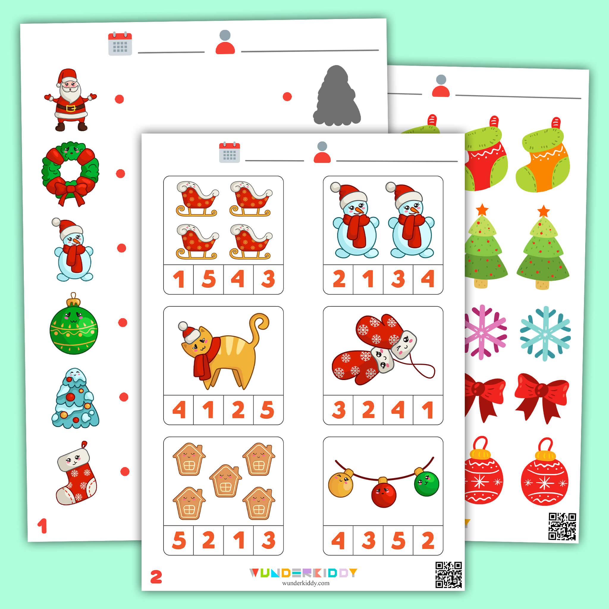 Printable Christmas Counting To 10 Clip Cards For Preschooltrs with Christmas Worksheets For 2 Year Olds