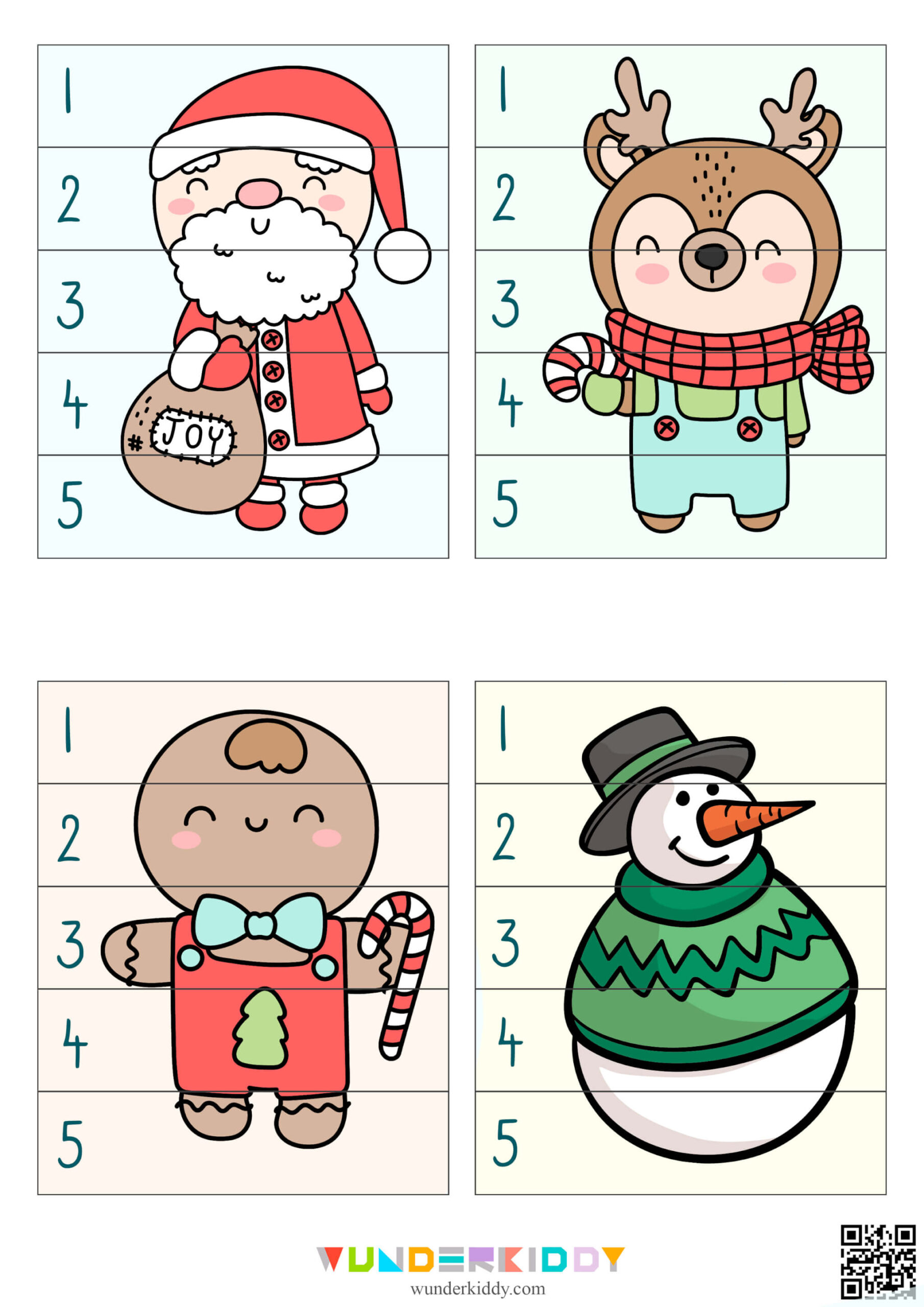 Printable Christmas Puzzle 1-5 Number Activity For Toddlers pertaining to Christmas Puzzle Worksheets Printable