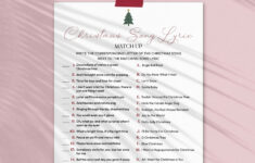 Printable Christmas Song Lyric Match Up Game | Xmas Music Quiz For with Christmas Song Challenge Worksheets