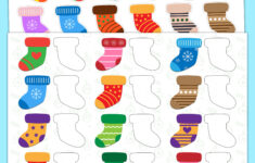 Printable Christmas Stocking Matching Pairs Worksheet For Kids in Christmas Stocking Worksheets Printable