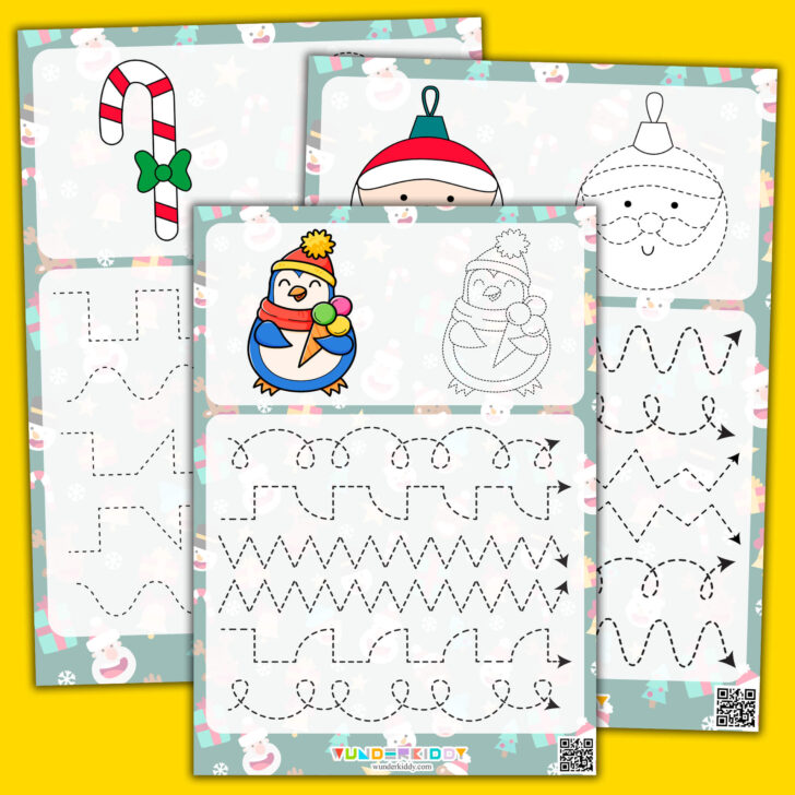 Christmas Pencil Control Worksheets Tracing Lines