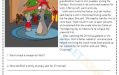 Printable Christmas Worksheets with 3Rd Grade Christmas Reading Comprehension Worksheets