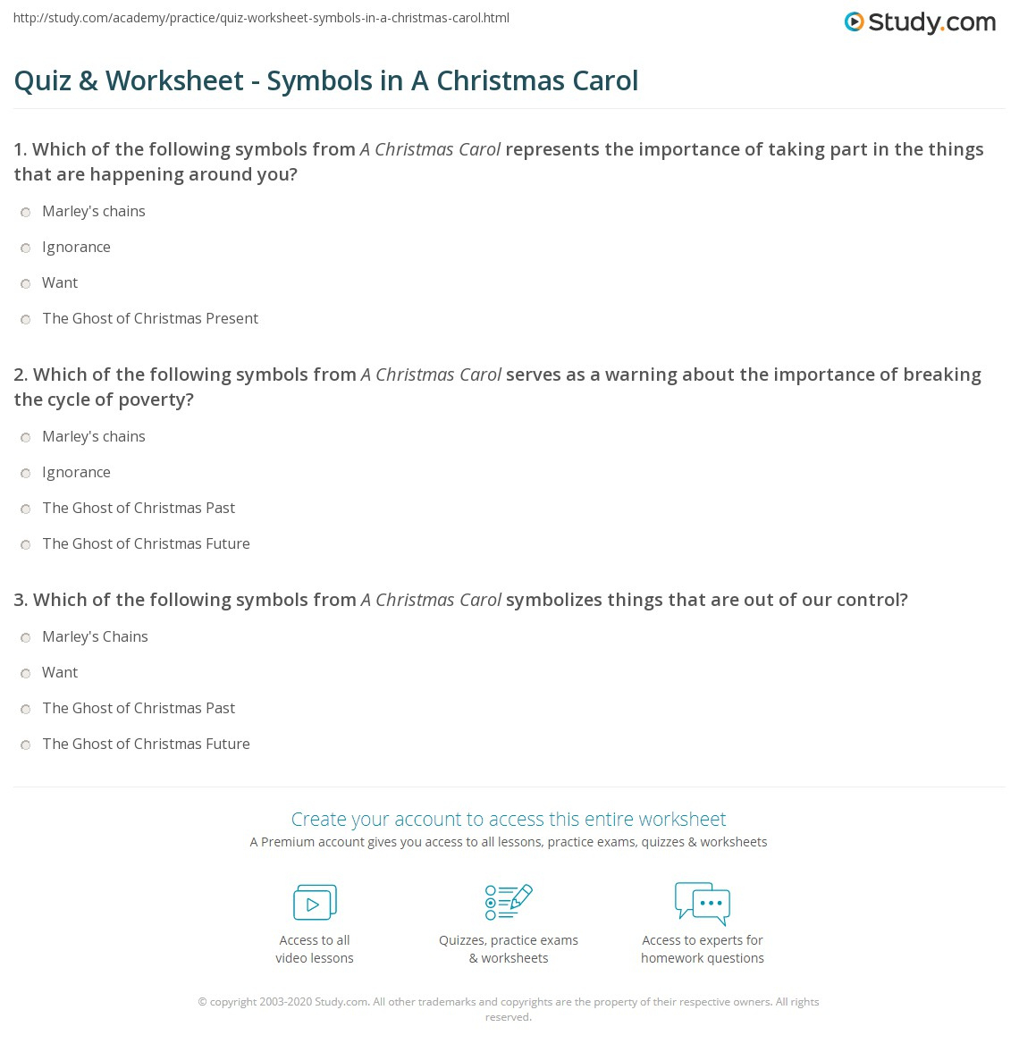 Quiz &amp;amp; Worksheet - Symbols In A Christmas Carol | Study inside A Christmas Carol Symbols Worksheets Answers