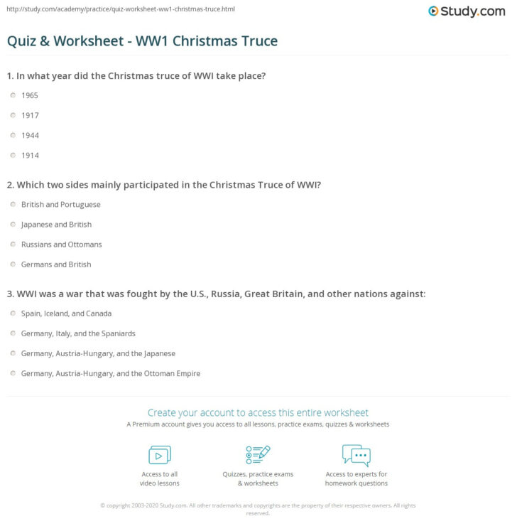 The World War 1 Christmas Truce Worksheets Answer Key The World War 1 Christmas Truce Worksheets Answer Key