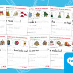 Read, Trace, And Write Christmas Sentences Worksheets For K 1St Throughout Language Arts Christmas Worksheets