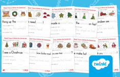 Read, Trace, And Write Christmas Sentences Worksheets For K-1St throughout Language Arts Christmas Worksheets