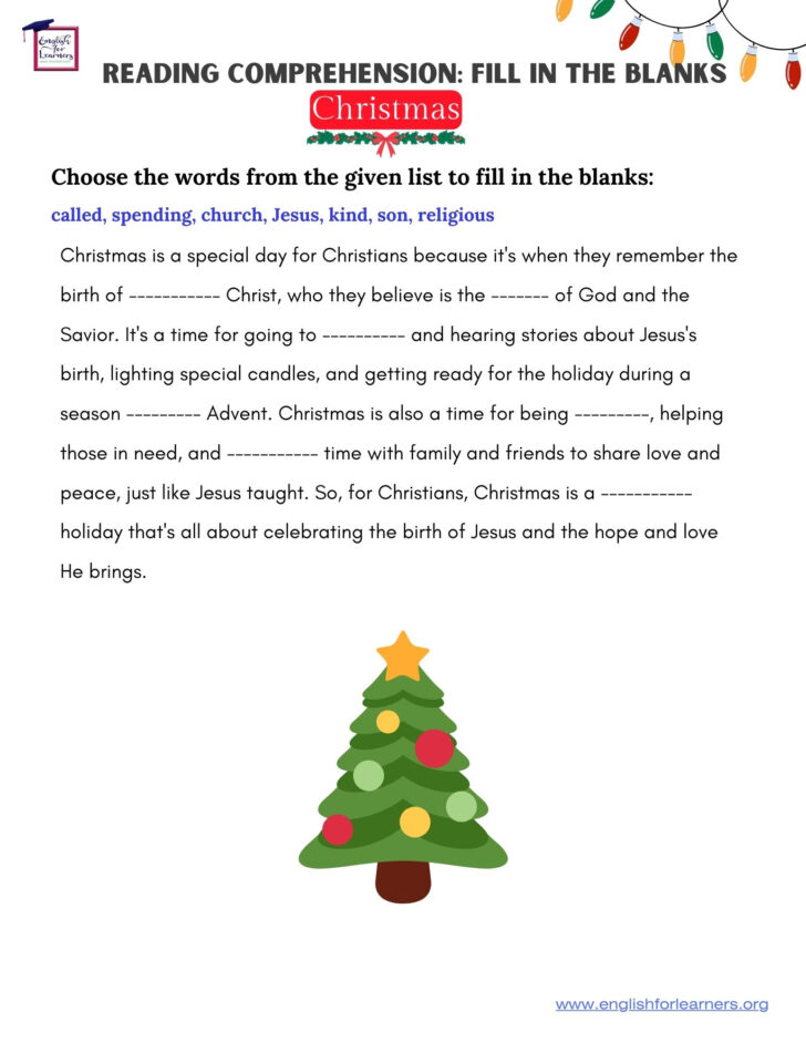 Christmas Story Reading Comprehension Worksheets Christmas Story Reading Comprehension Worksheets
