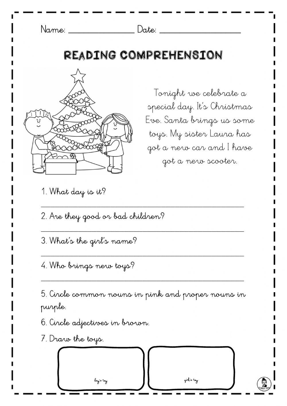 Reading Comprehension Christmas Worksheet - Worksheets Library for Christmas Holiday Reading Comprehension Worksheets Free
