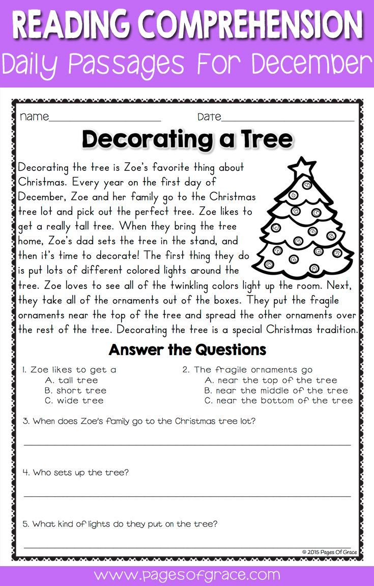 Reading Comprehension Passages And Questions For December in 2nd Grade Christmas Reading Comprehension Worksheets
