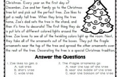 Reading Comprehension Passages And Questions For December inside Free Christmas Reading Worksheets