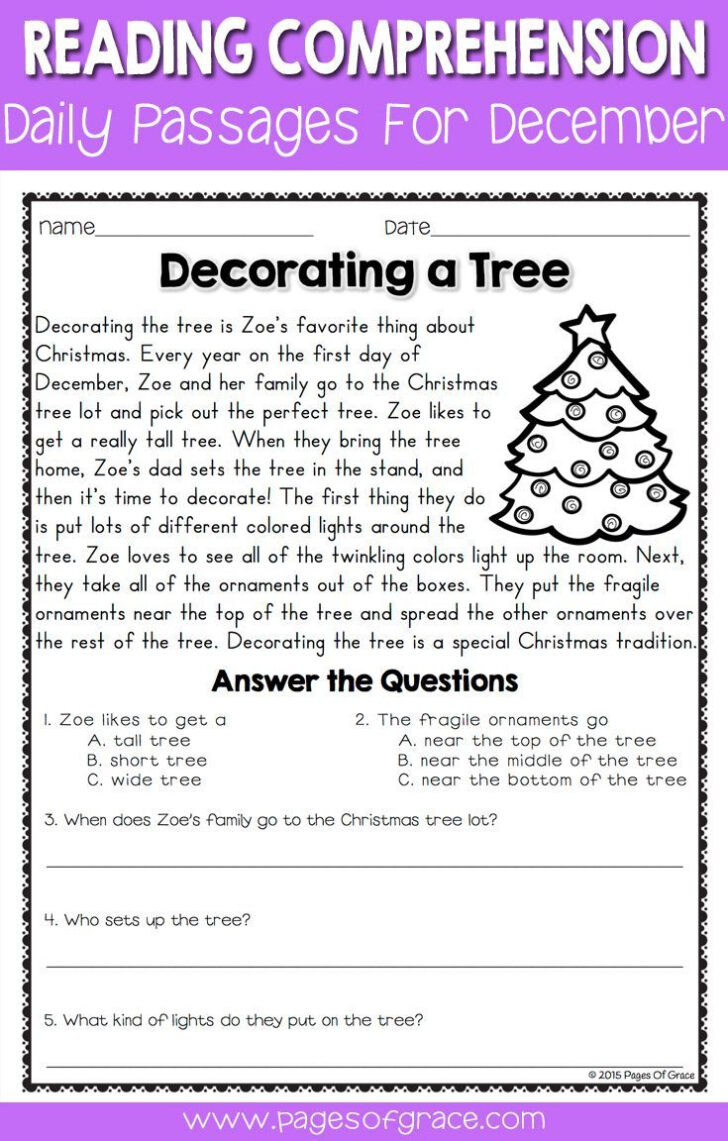 Free Christmas Reading Worksheets